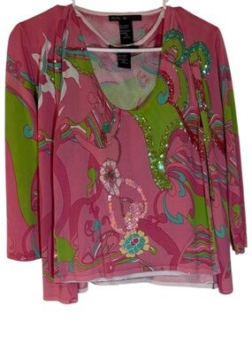 Vintage Avalon Petite Beaded 2-Piece Cardigan Twin Set - PSmall Resortwear